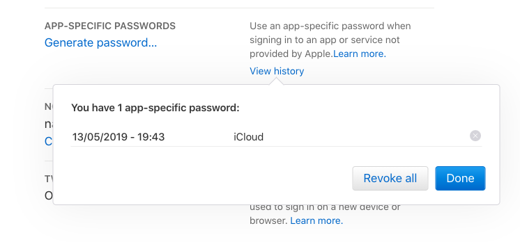 view app specific password iCloud