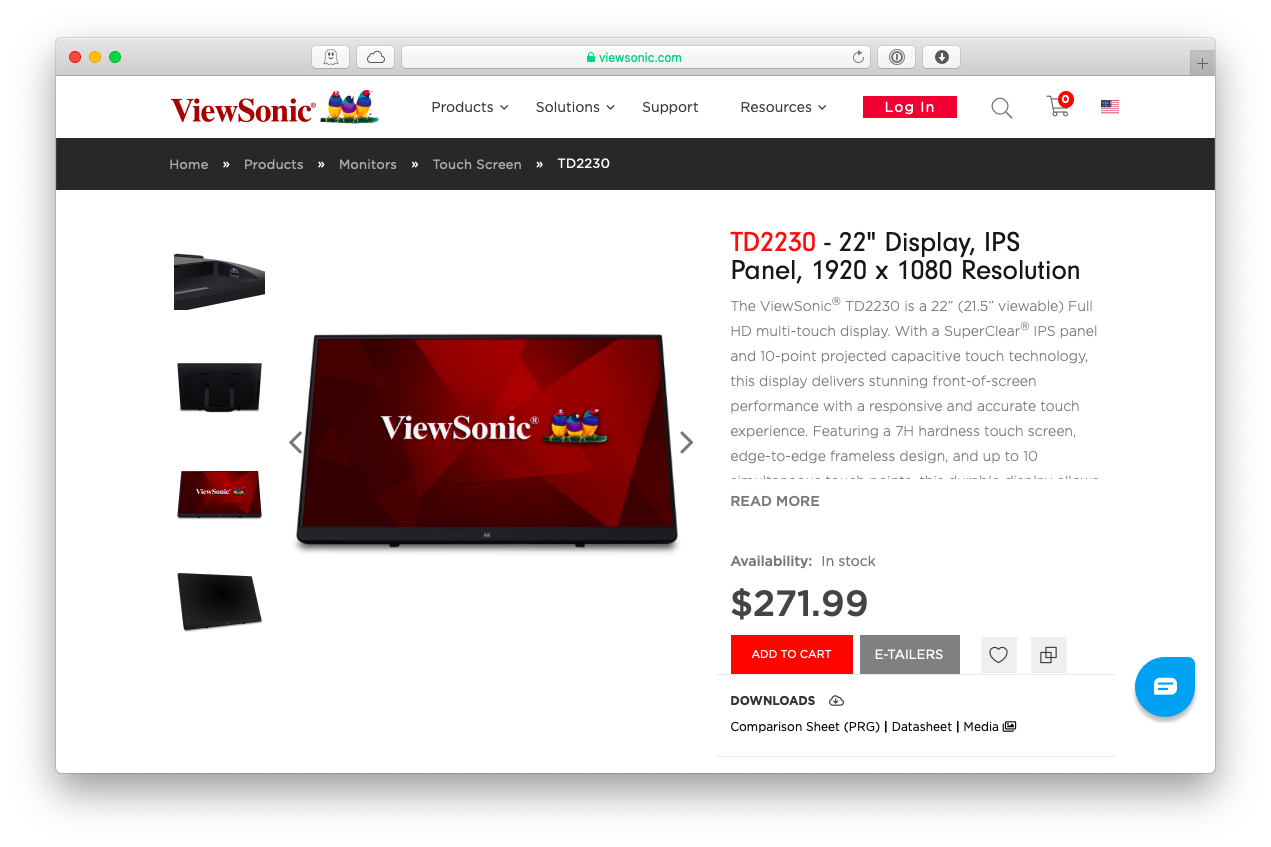 ViewSonic portable TD2230 display HD