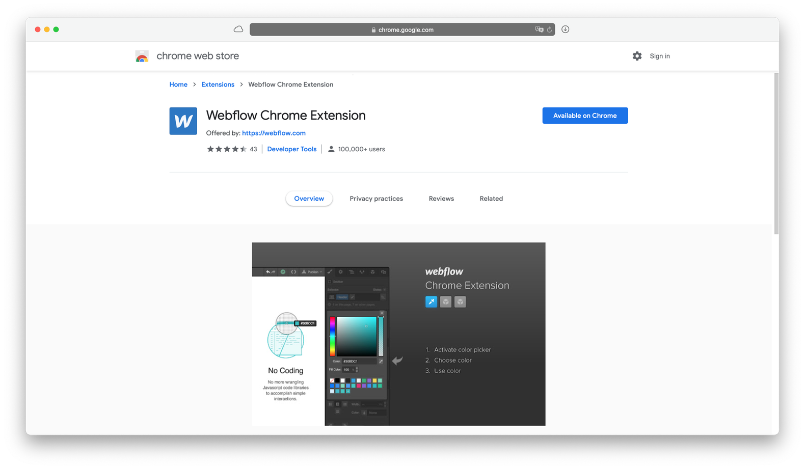 Webflow Chrome Extension