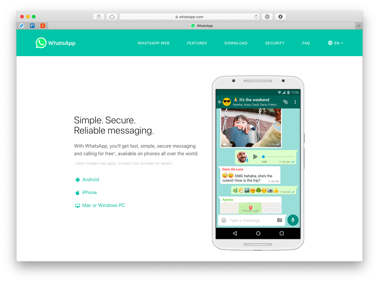 WhatsApp messaging global Mac app