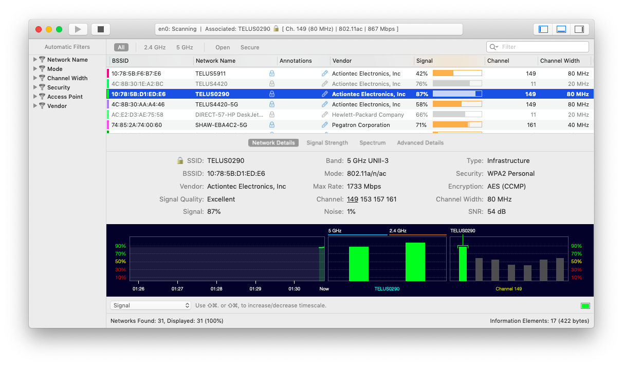 Анализ мак. WIFI Explorer Mac os.