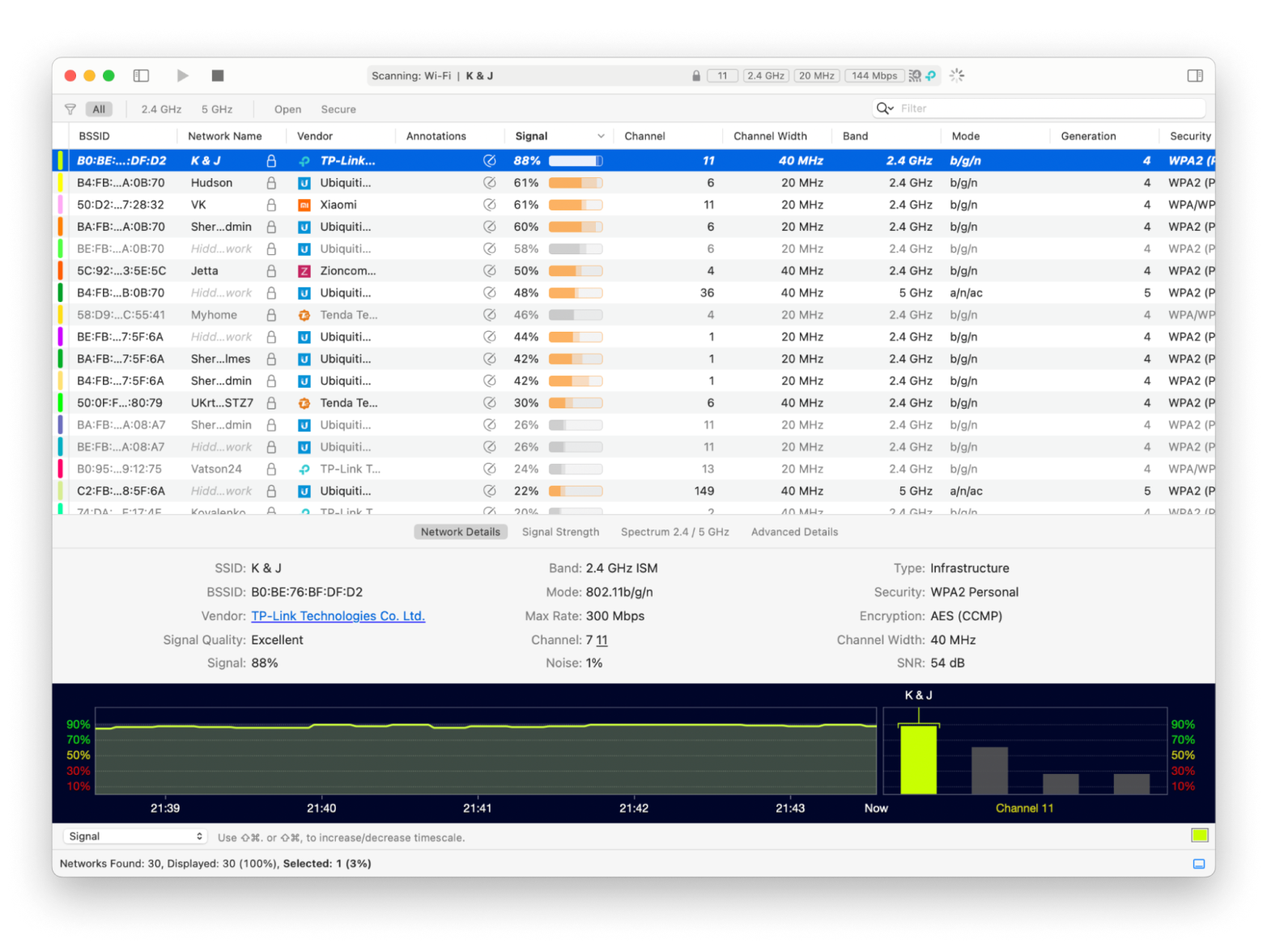 WiFi Explorer scanner