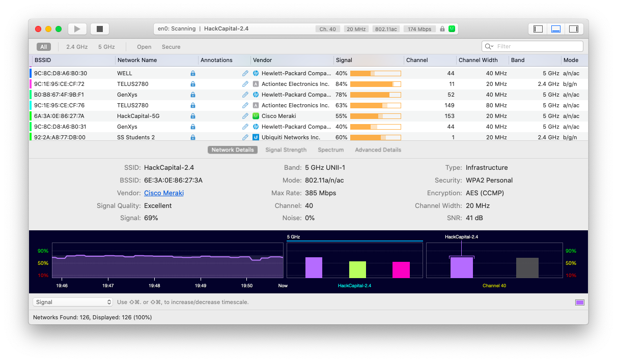 Measure the quality of a network with WiFi Explorer