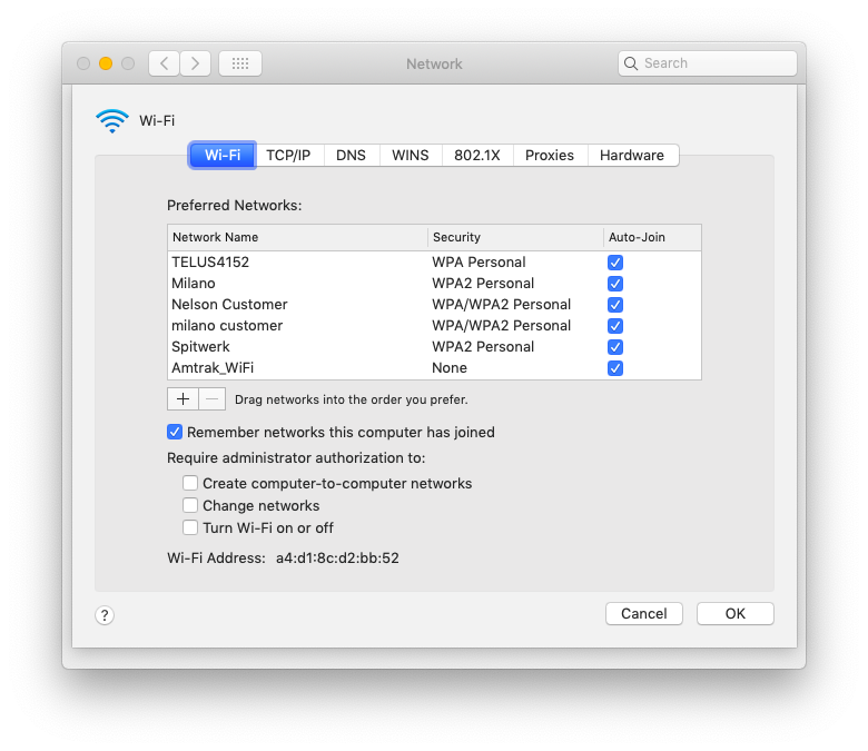 how to delete network connections on mac