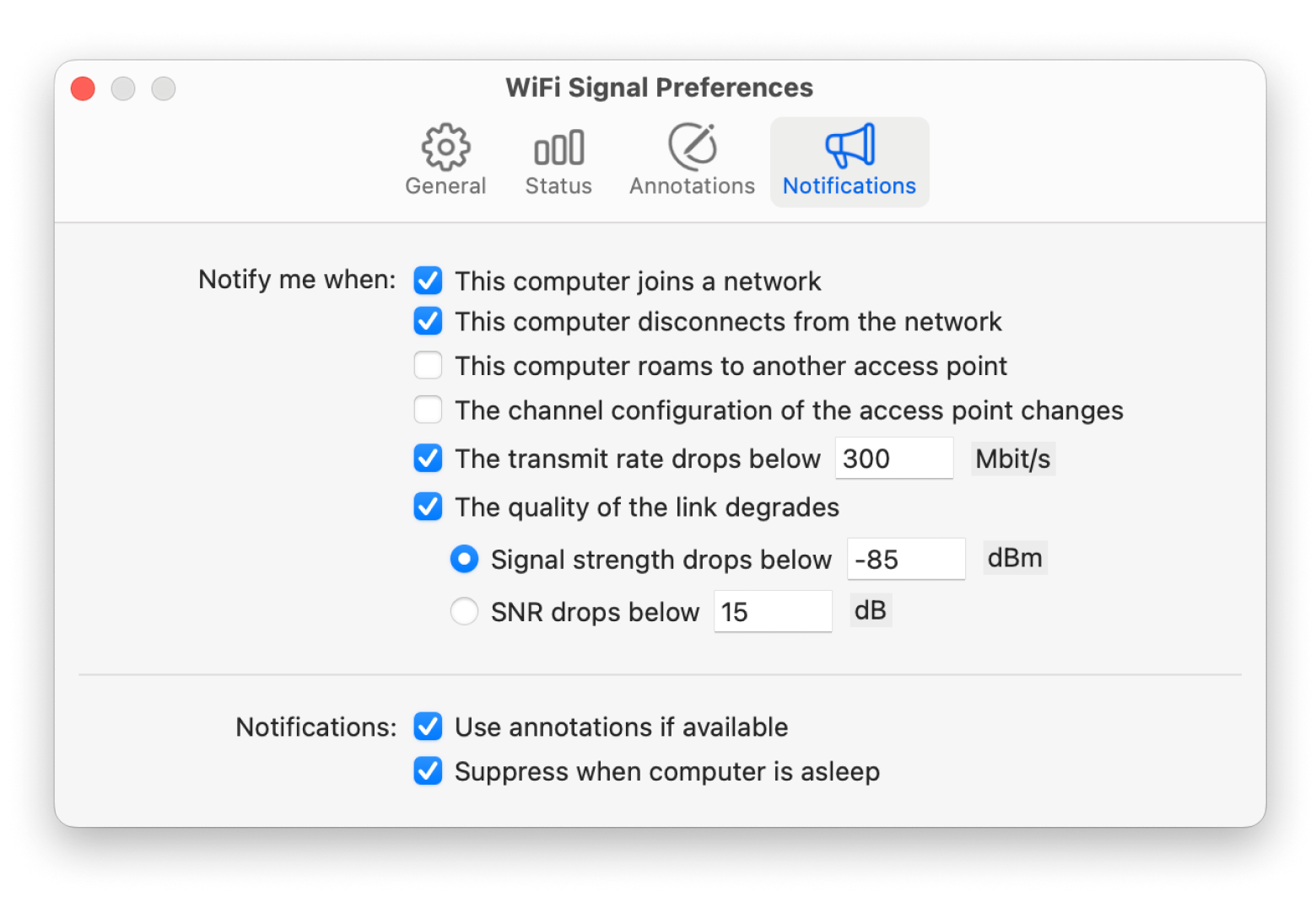 WiFi Signal preferences