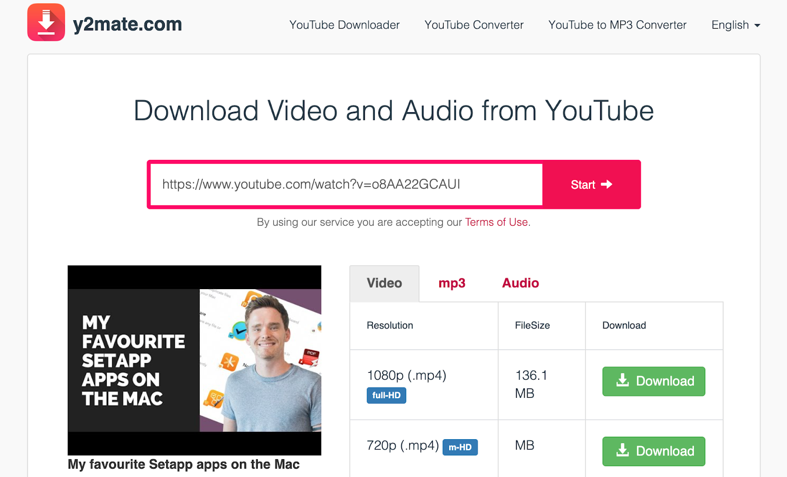 y2mate youtube to mp4 download
