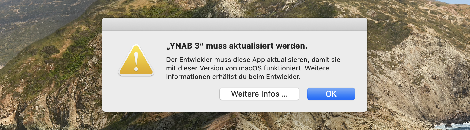 Fehlermeldung: App ist „nicht für deinen Mac optimiert und muss aktualisiert werden“
