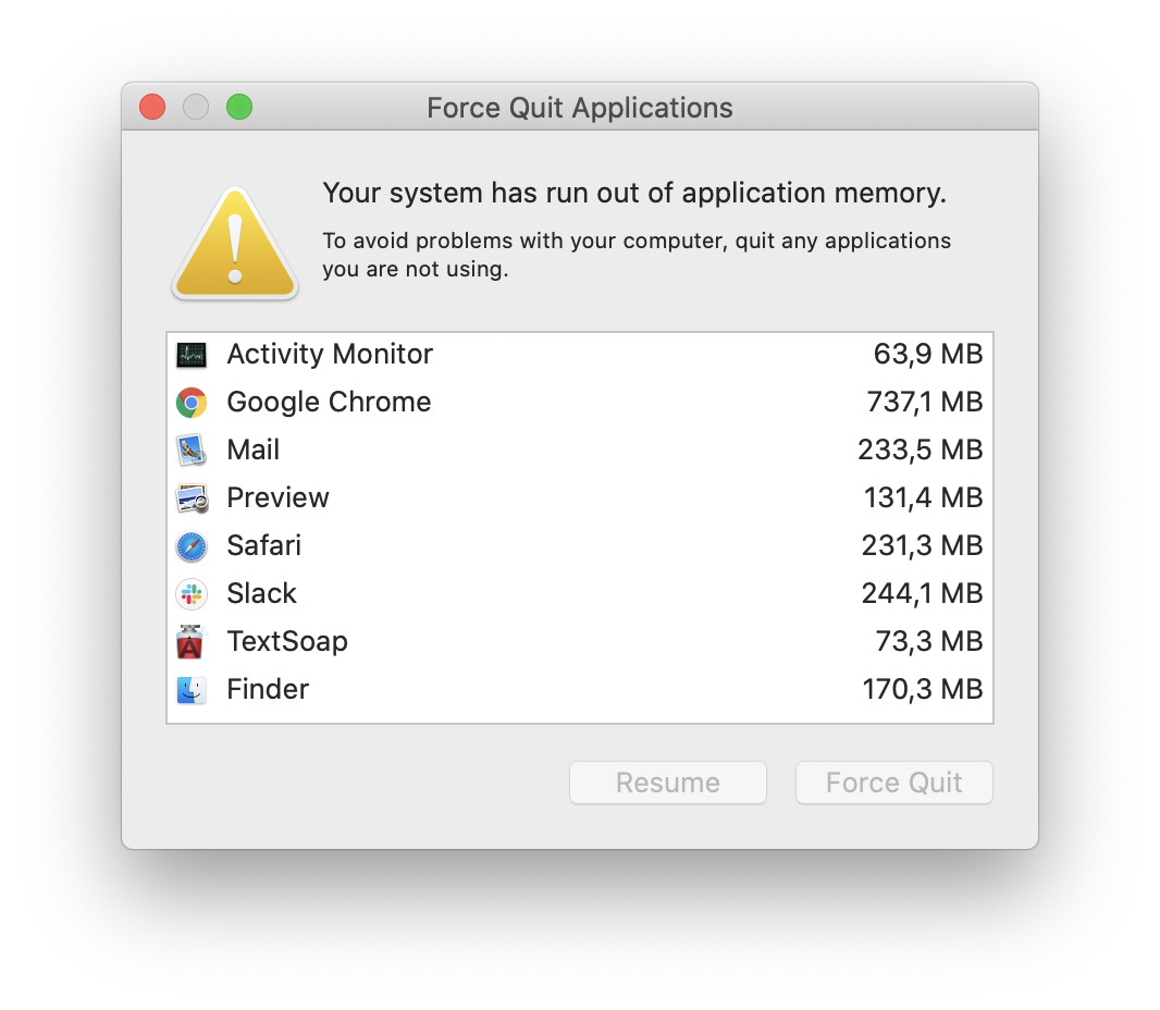 'Your system has run out of application memory' error
