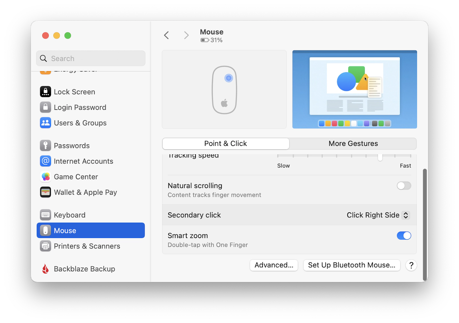 Magic Mouse Smart zoom settings