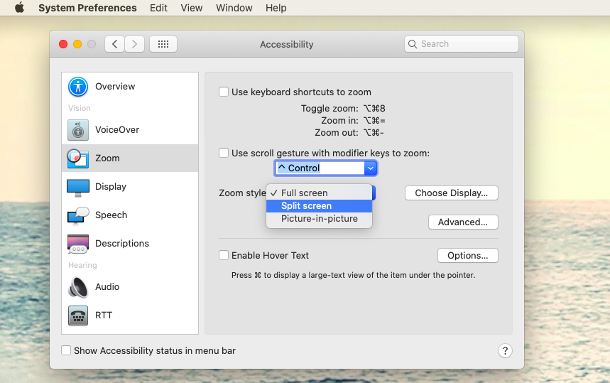 how to zoom out mac trackpad